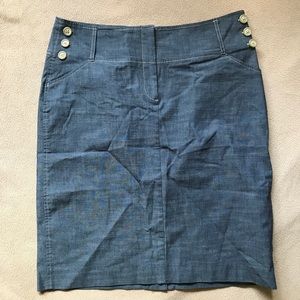 Cute Denim Pencil Skirt with Buttons and Pockets
